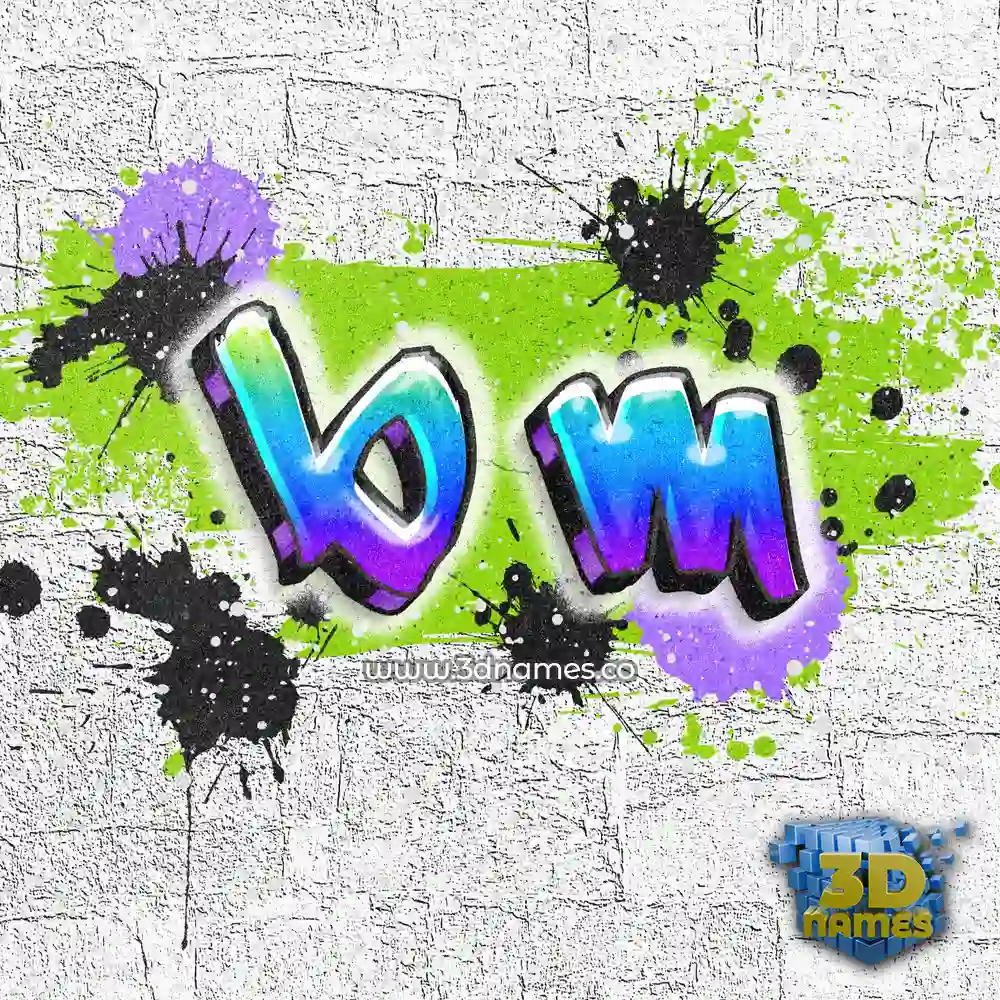 b m in Graffiti Grunge style - 3D name wallpaper