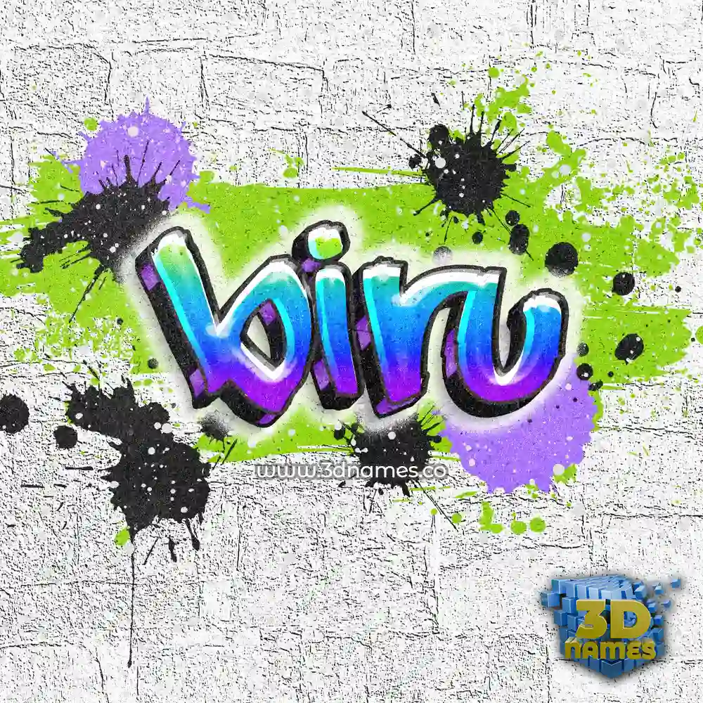 biru in Graffiti Grunge style - 3D name wallpaper
