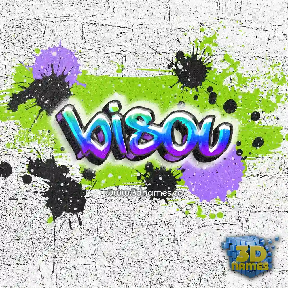 bisou in Graffiti Grunge style - 3D name wallpaper