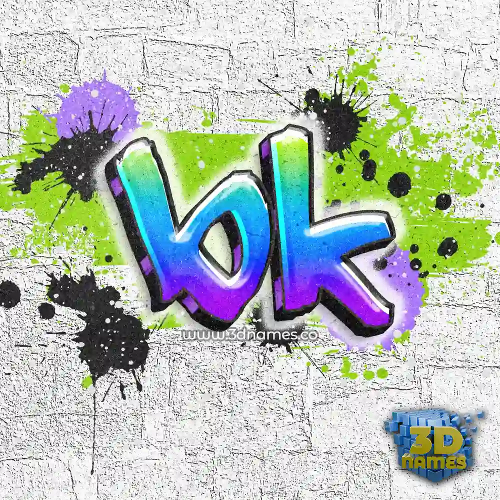 bk in Graffiti Grunge style - 3D name wallpaper