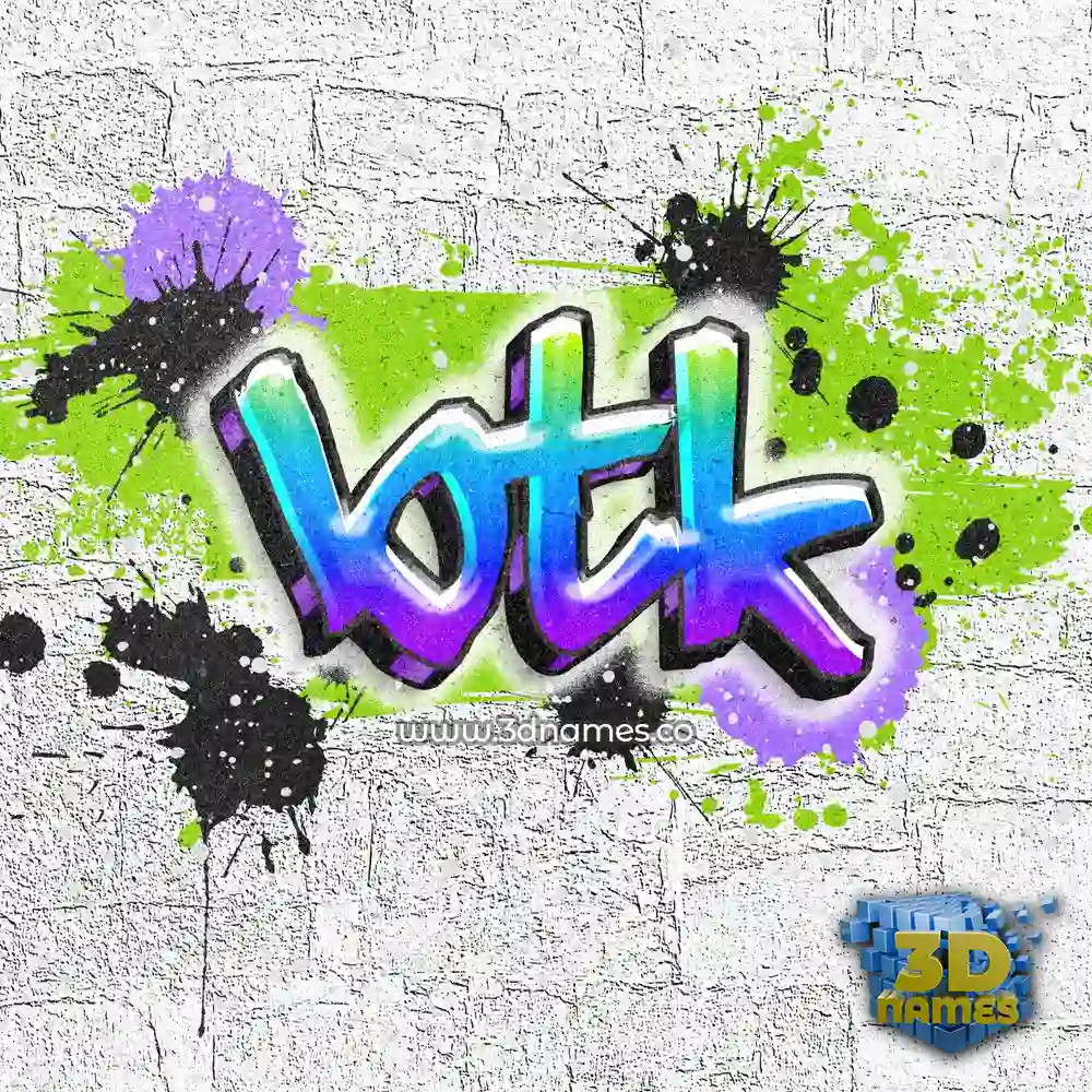 btk in Graffiti Grunge style - 3D name wallpaper
