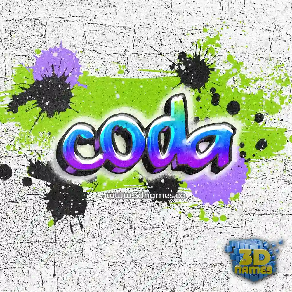 coda in Graffiti Grunge style - 3D name wallpaper