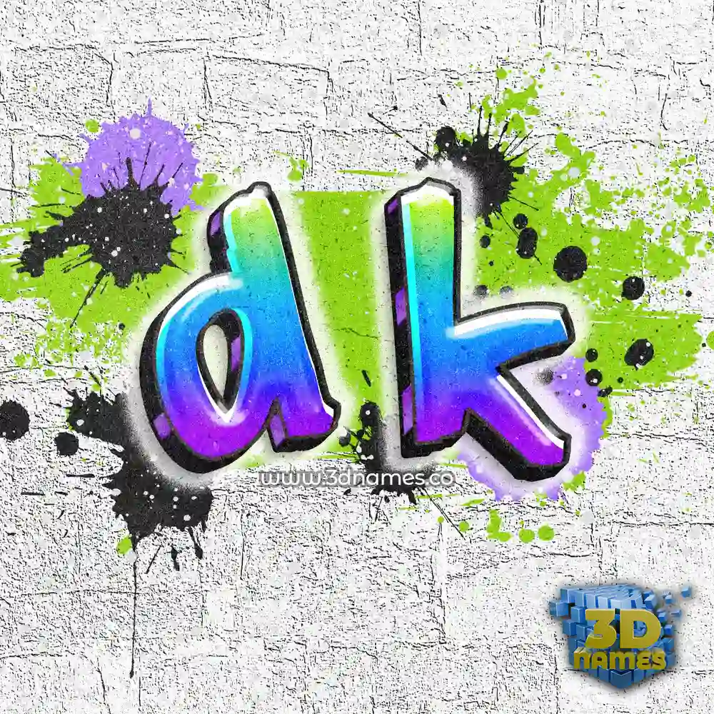 d k in Graffiti Grunge style - 3D name wallpaper