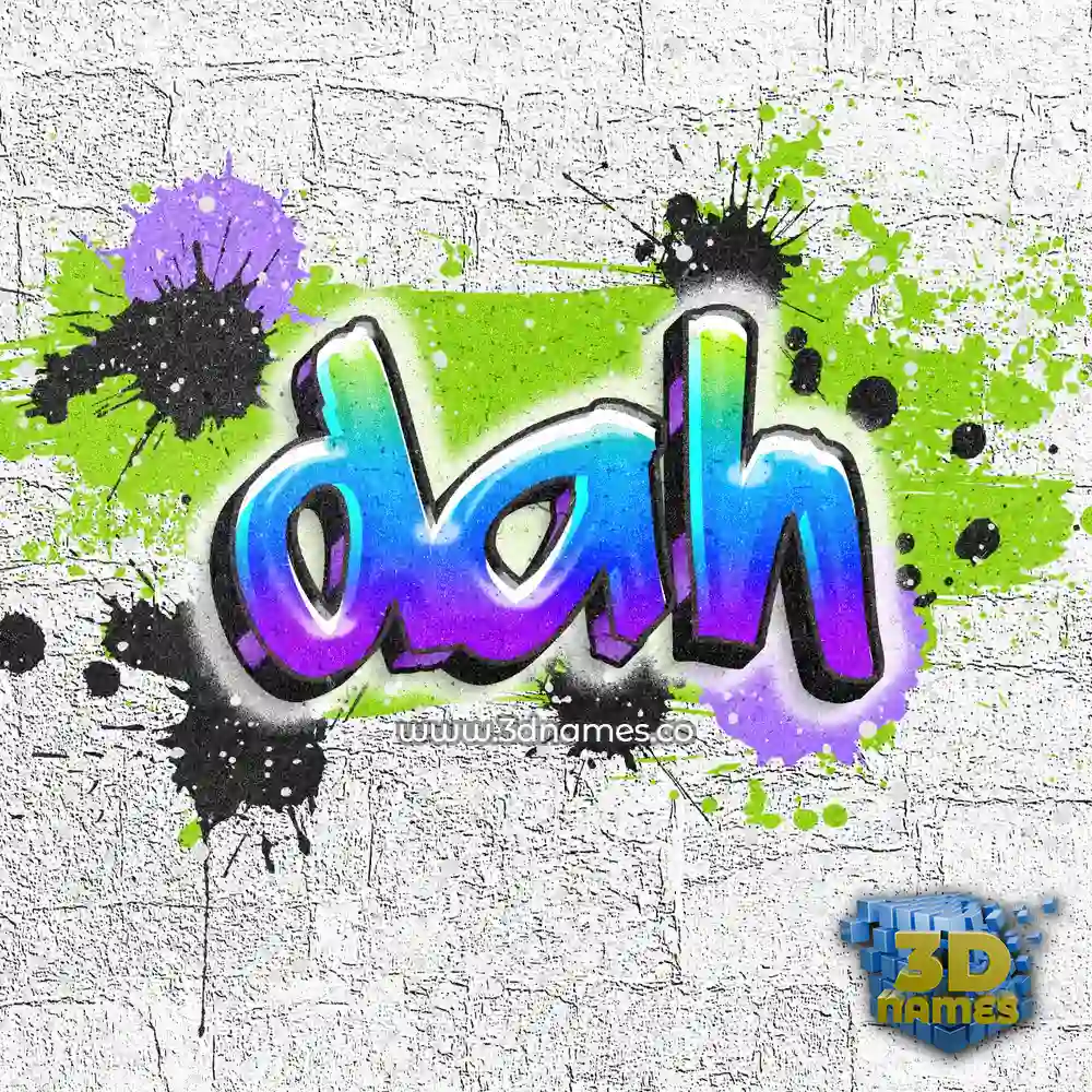 dah in Graffiti Grunge style - 3D name wallpaper