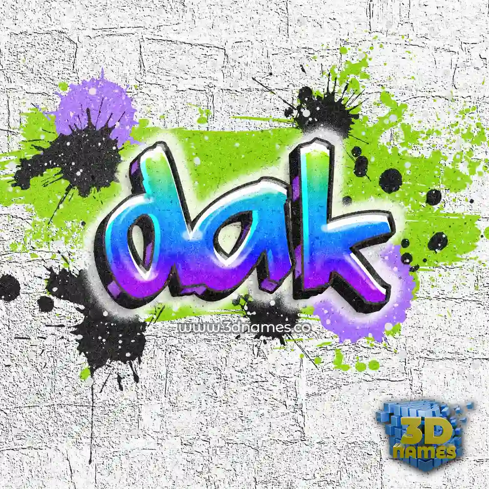 dak in Graffiti Grunge style - 3D name wallpaper