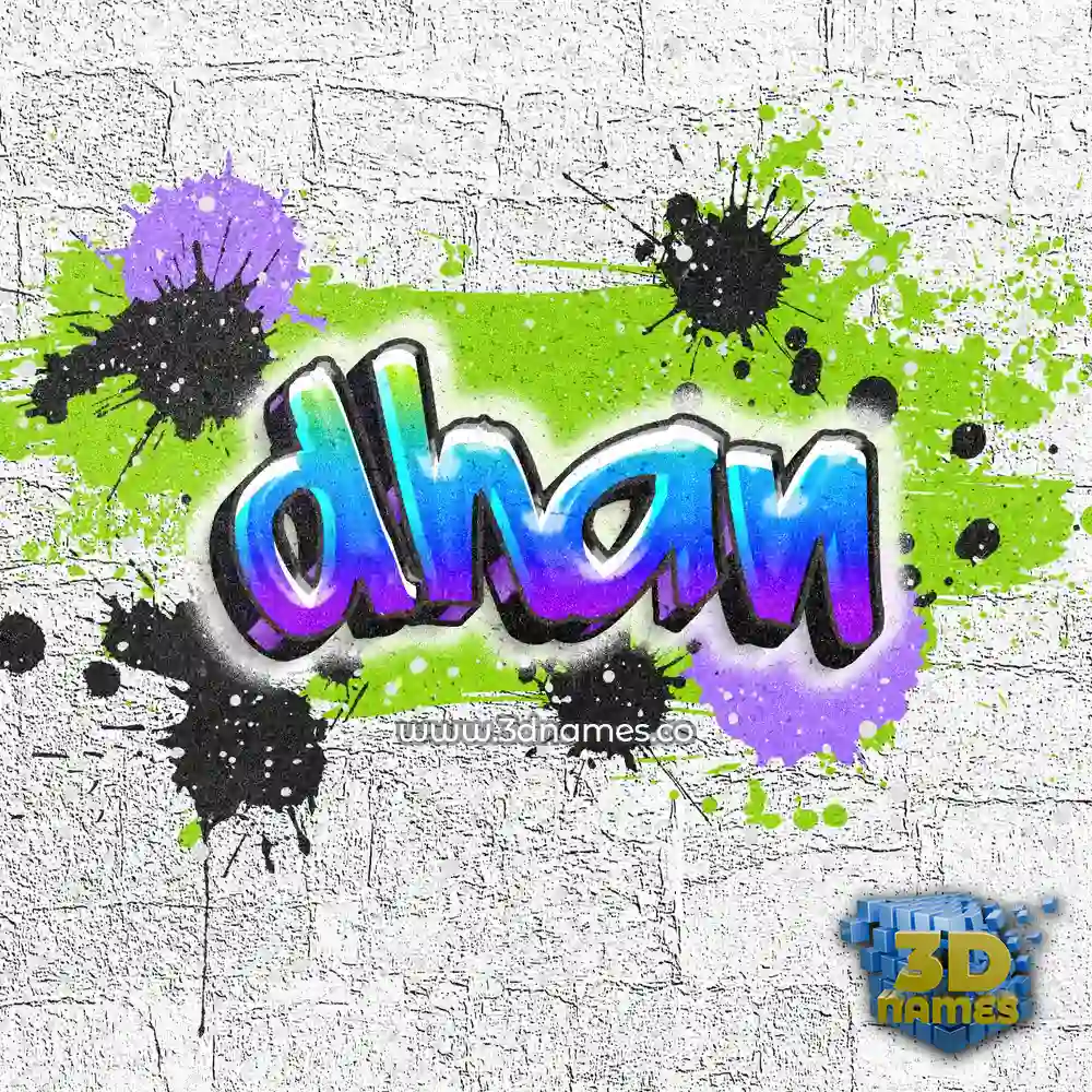dhan in Graffiti Grunge style - 3D name wallpaper