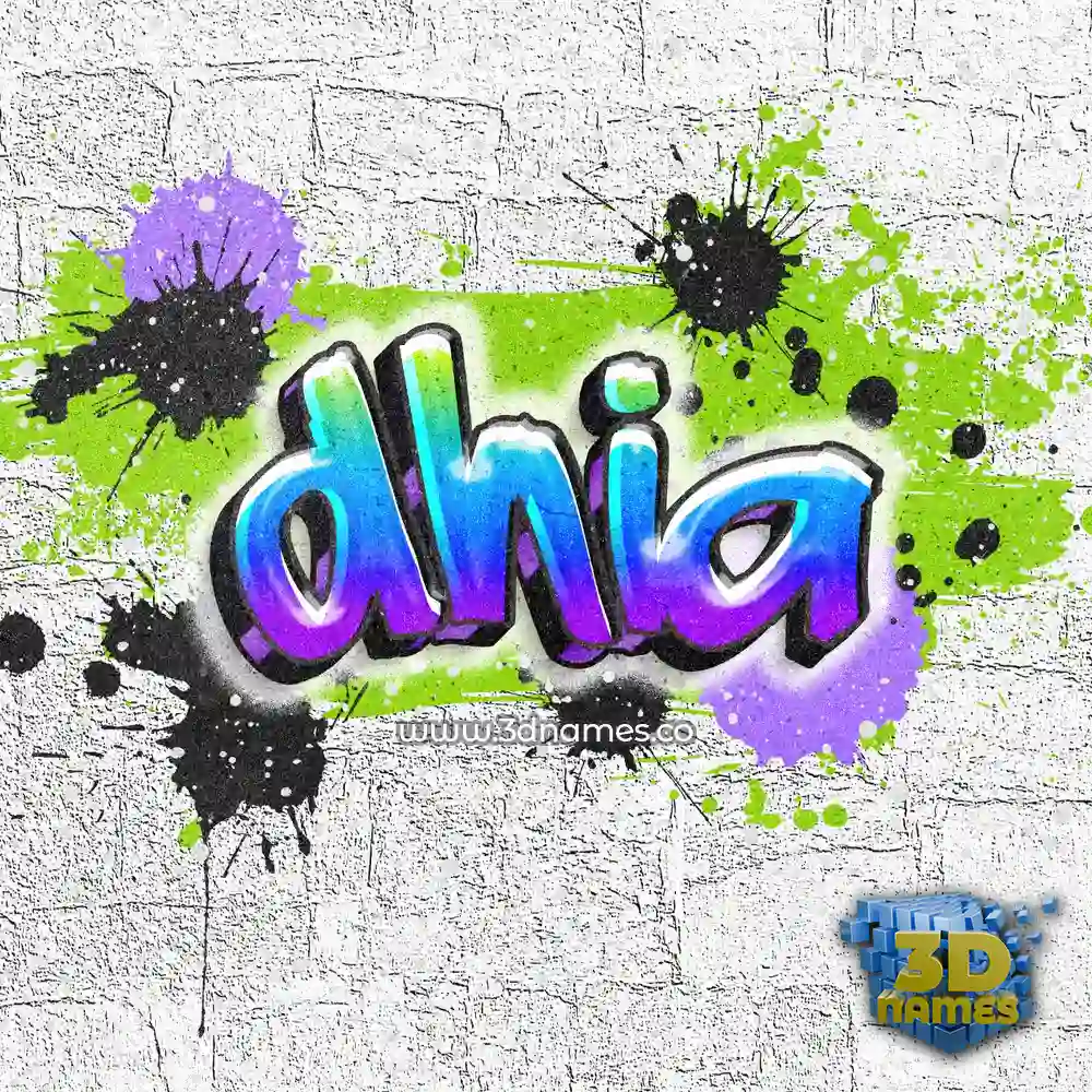 dhia in Graffiti Grunge style - 3D name wallpaper