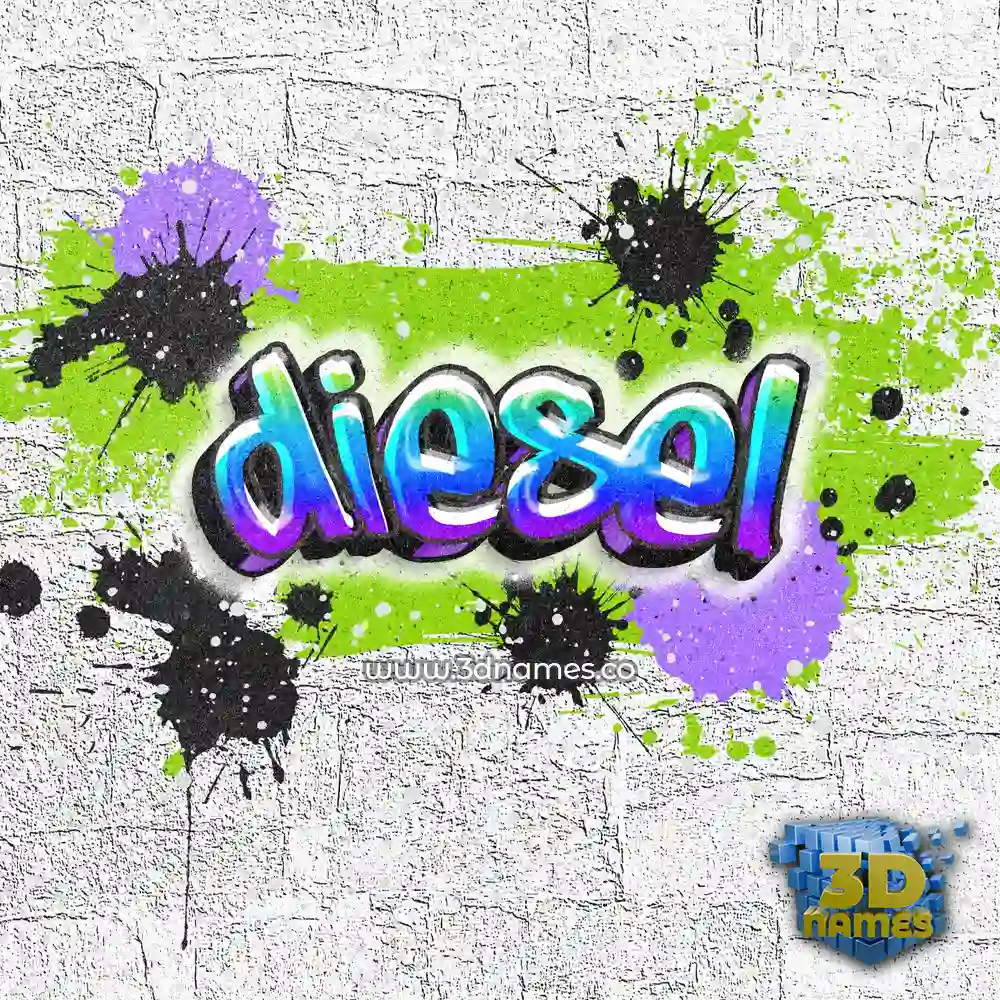 diesel in Graffiti Grunge style - 3D name wallpaper