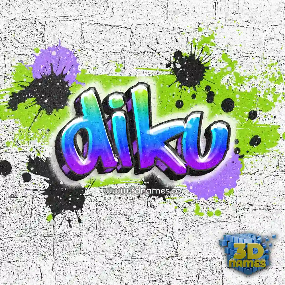 diku in Graffiti Grunge style - 3D name wallpaper