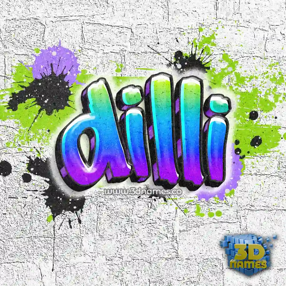 dilli in Graffiti Grunge style - 3D name wallpaper