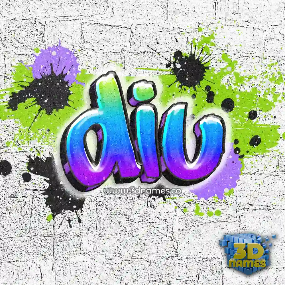 diu in Graffiti Grunge style - 3D name wallpaper
