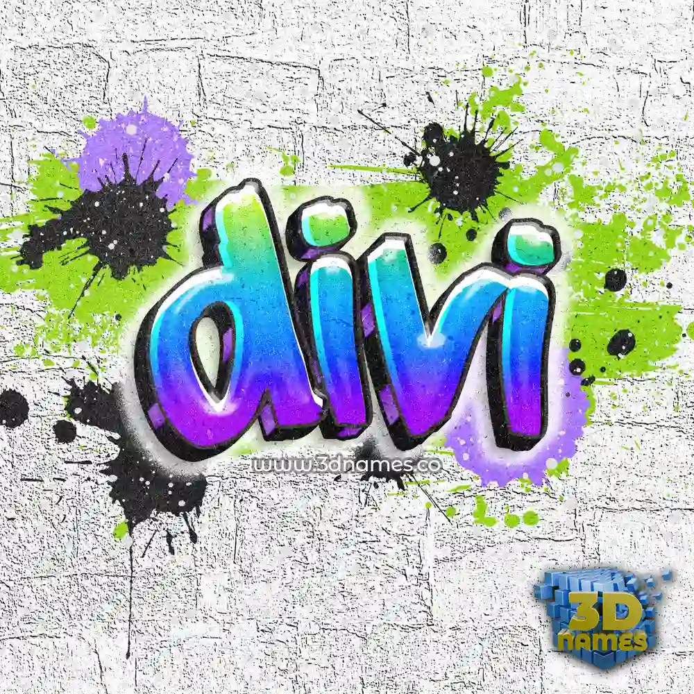 divi in Graffiti Grunge style - 3D name wallpaper