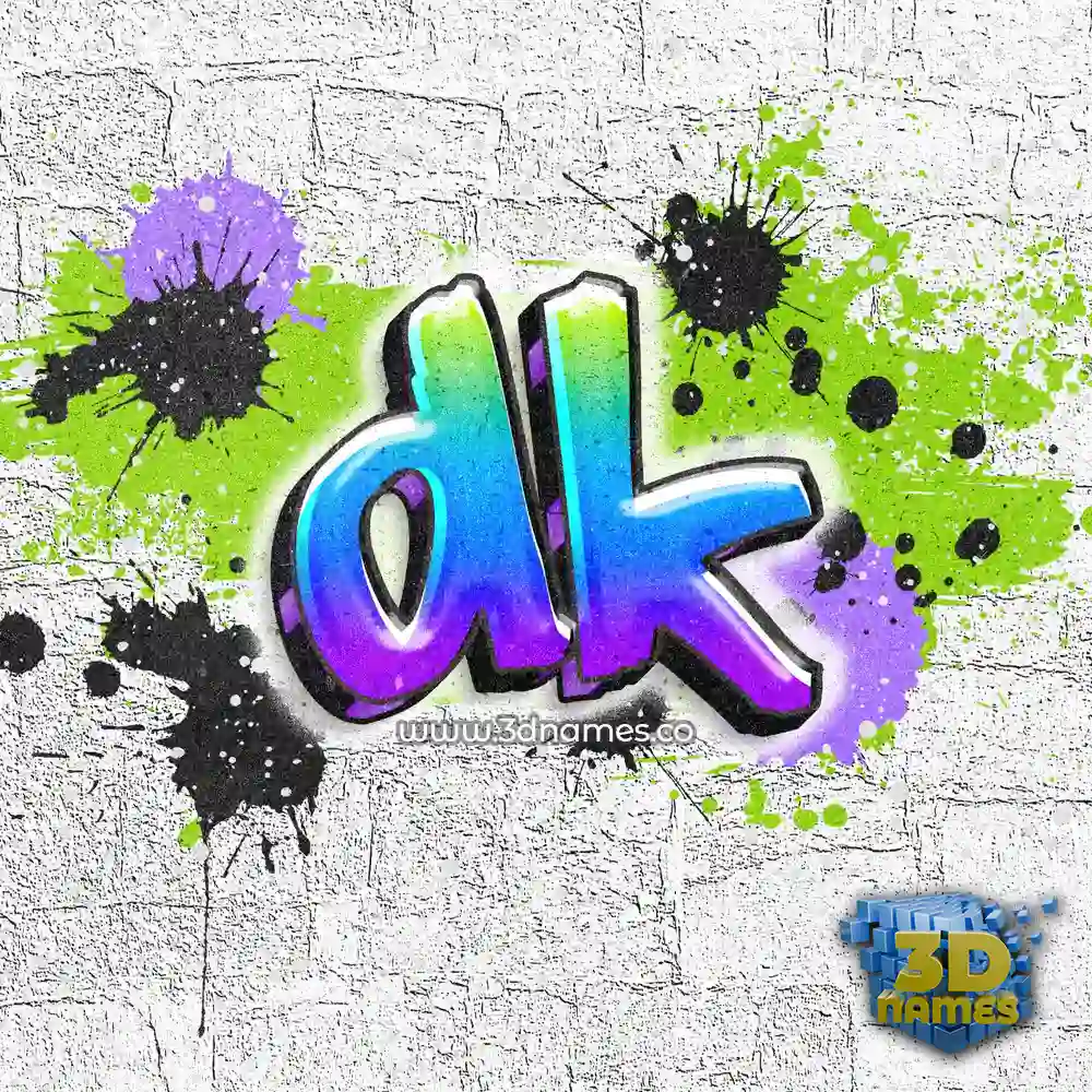 dk in Graffiti Grunge style - 3D name wallpaper