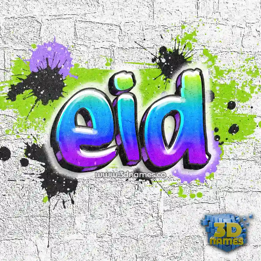 eid in Graffiti Grunge style - 3D name wallpaper