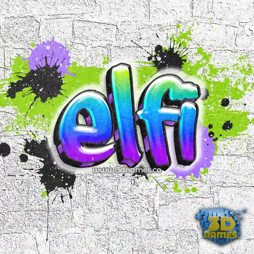 elfi in Graffiti Grunge style - 3D name wallpaper