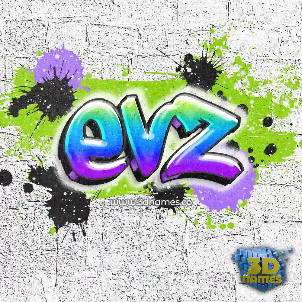 evz in Graffiti Grunge style - 3D name wallpaper