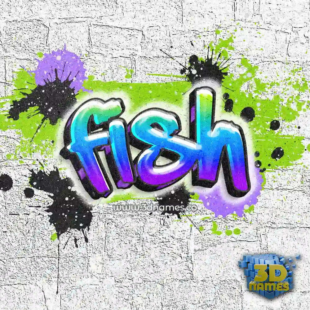 fish in Graffiti Grunge style - 3D name wallpaper