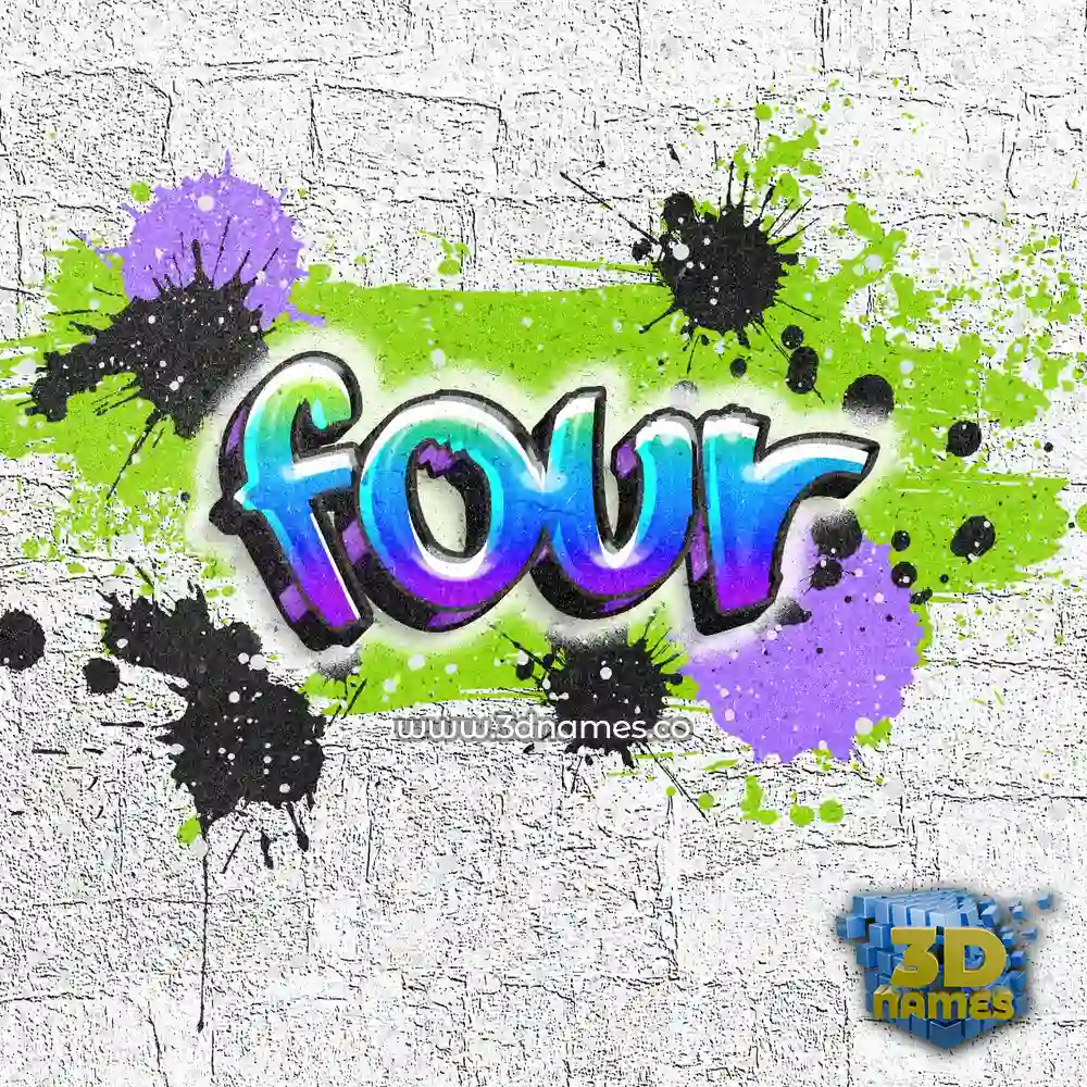 four in Graffiti Grunge style - 3D name wallpaper