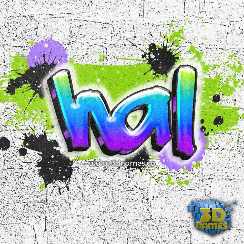 hal in Graffiti Grunge style - 3D name wallpaper