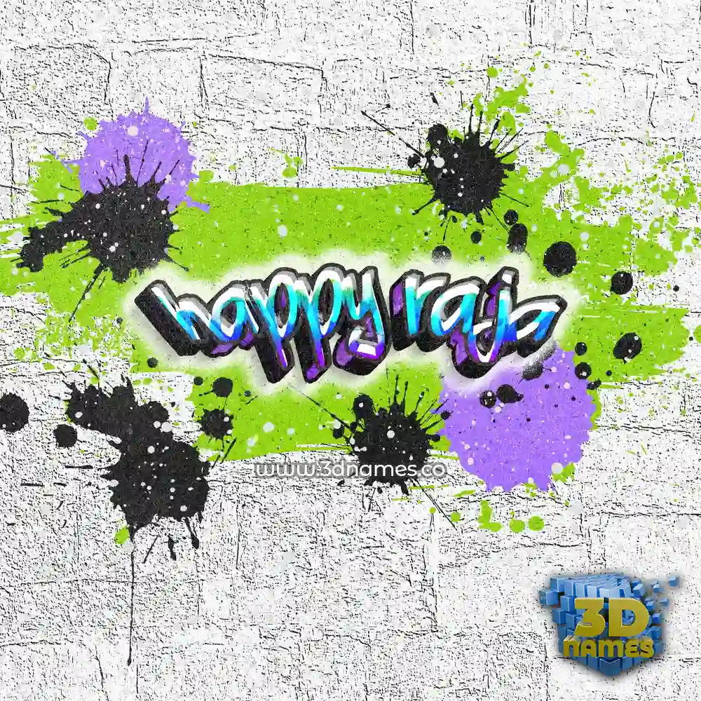 happy raja in Graffiti Grunge style - 3D name wallpaper
