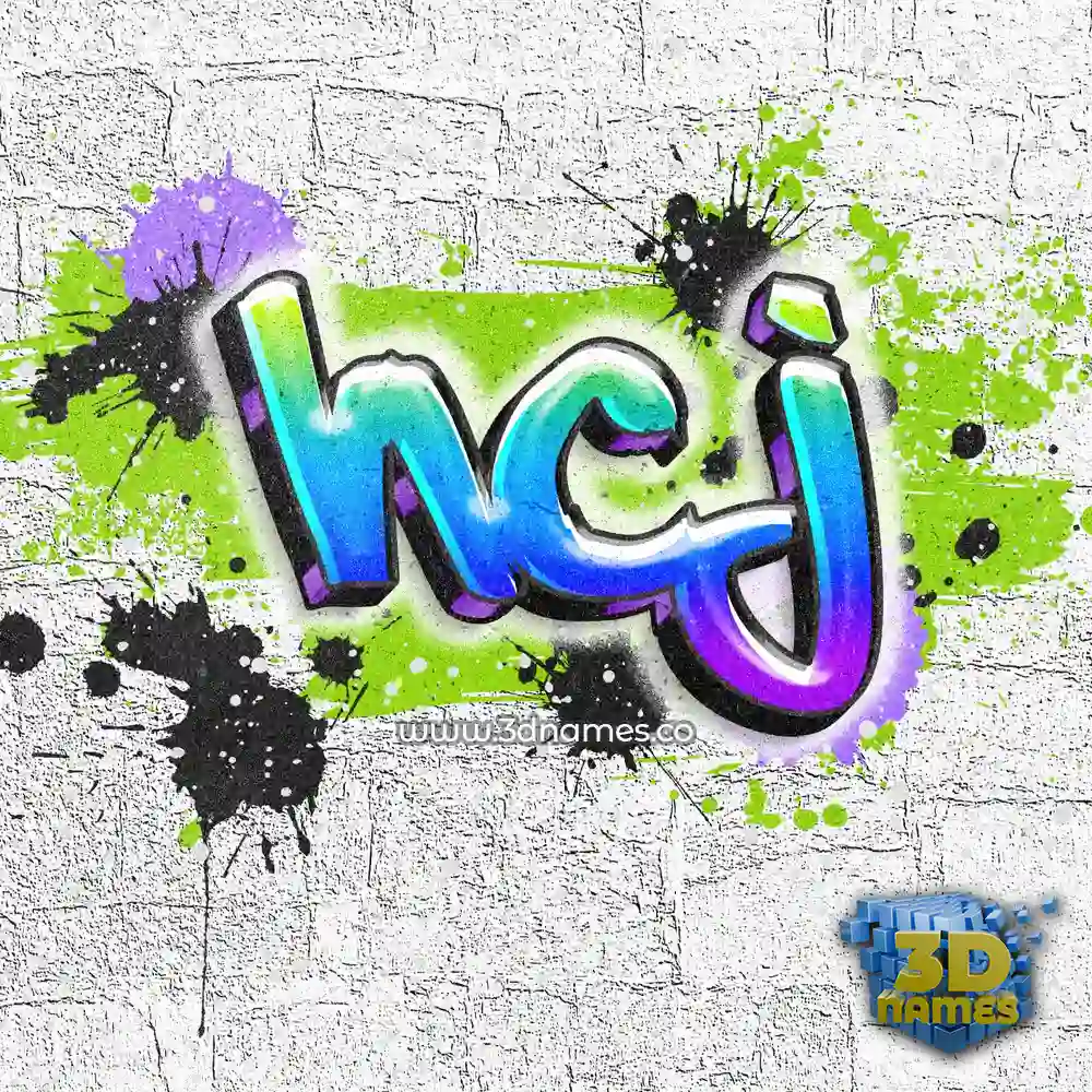 hcj in Graffiti Grunge style - 3D name wallpaper