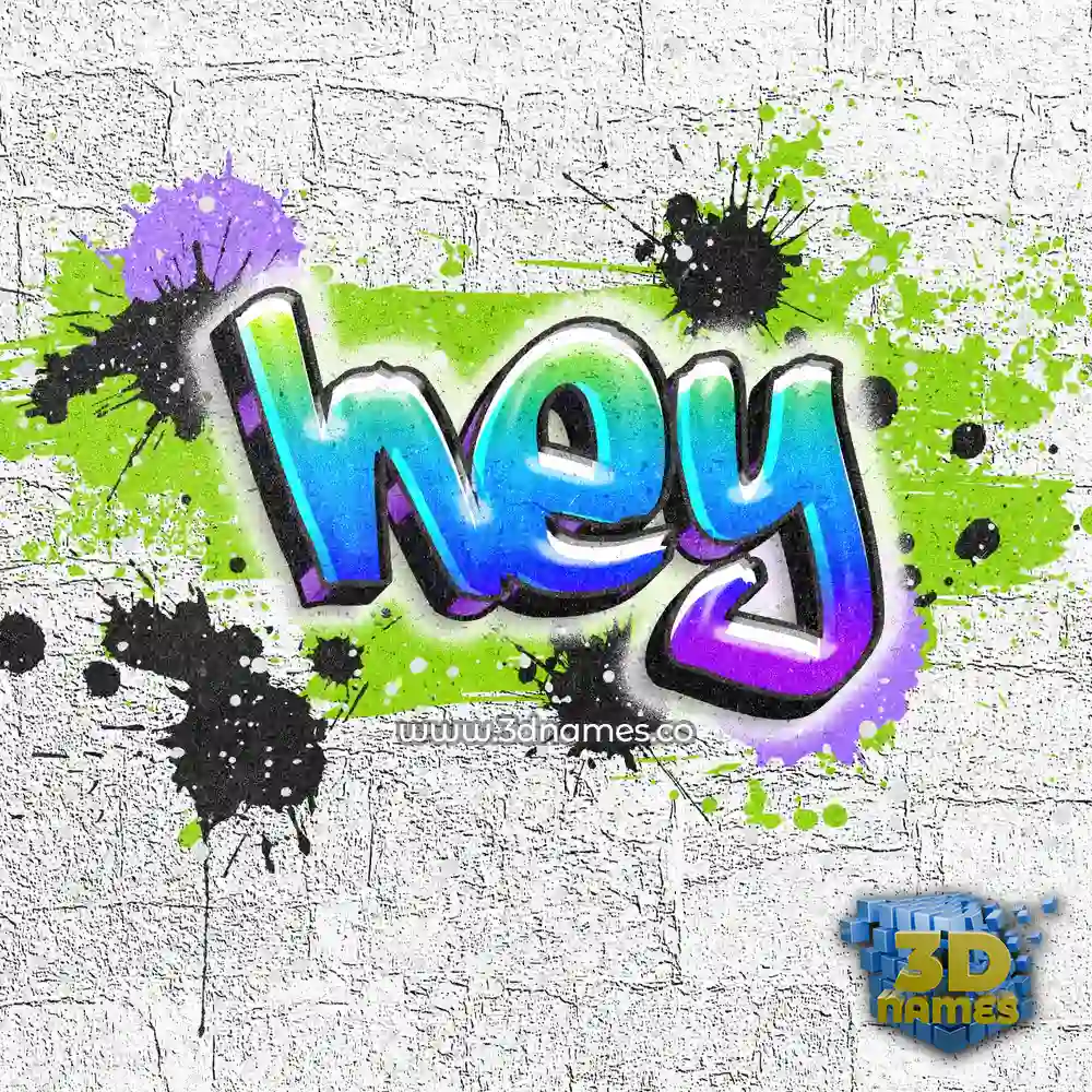 hey in Graffiti Grunge style - 3D name wallpaper