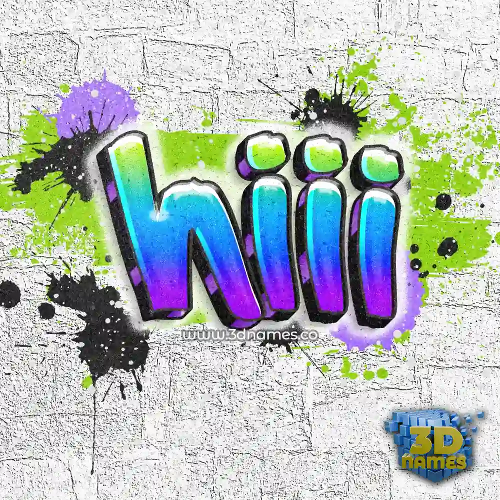 hiii in Graffiti Grunge style - 3D name wallpaper