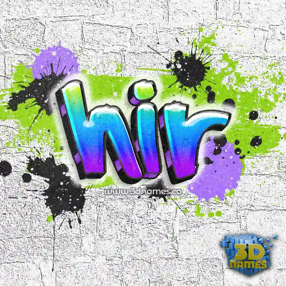 hir in Graffiti Grunge style - 3D name wallpaper