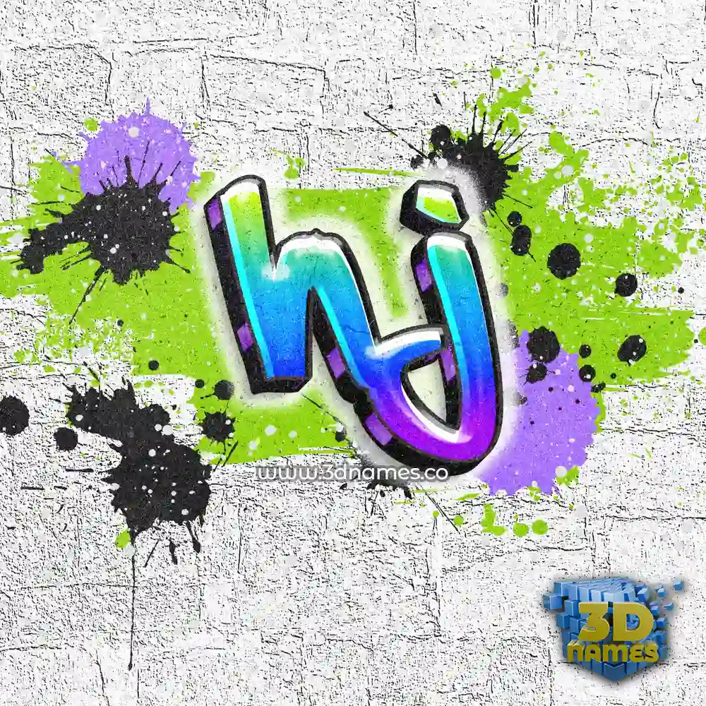 hj in Graffiti Grunge style - 3D name wallpaper