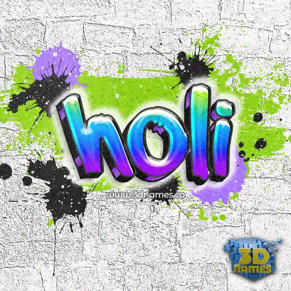 holi in Graffiti Grunge style - 3D name wallpaper