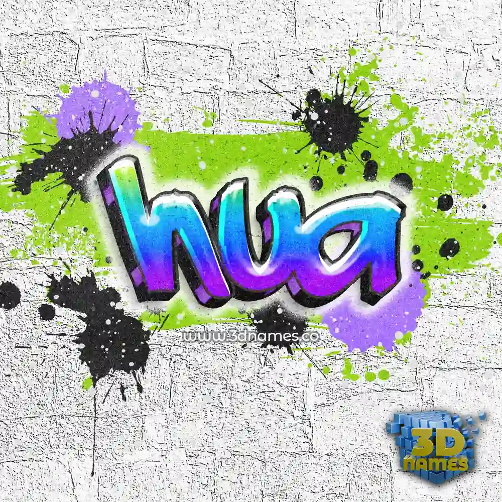 hua in Graffiti Grunge style - 3D name wallpaper