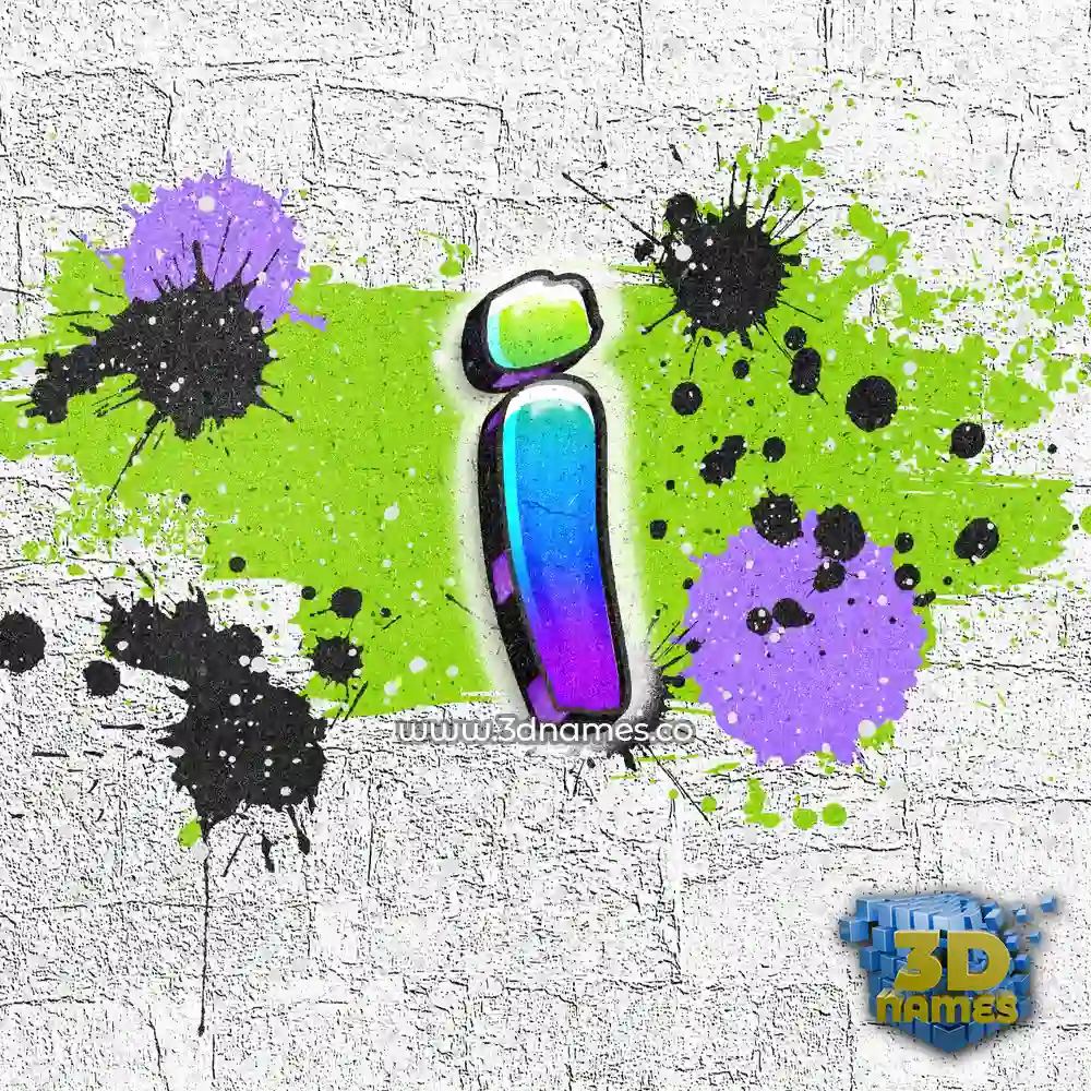 i in Graffiti Grunge style - 3D name wallpaper