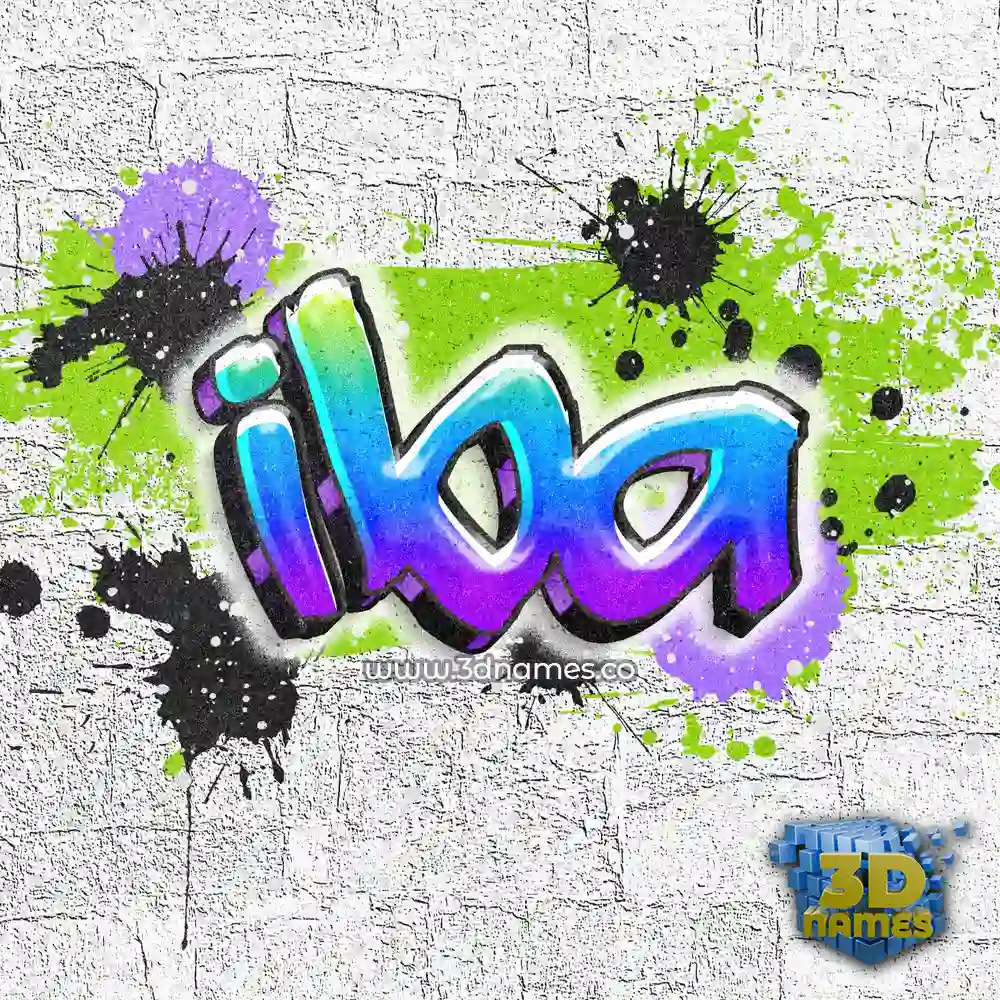 iba in Graffiti Grunge style - 3D name wallpaper