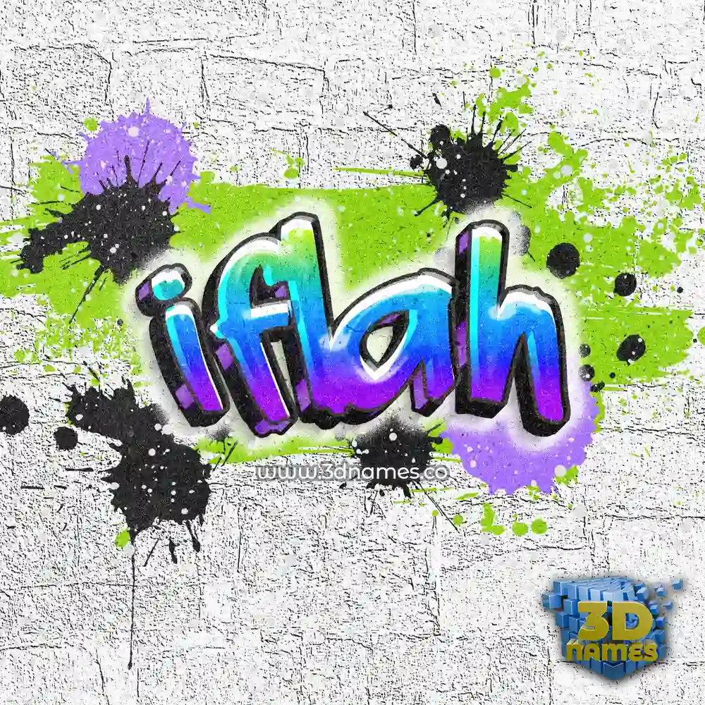 iflah in Graffiti Grunge style - 3D name wallpaper