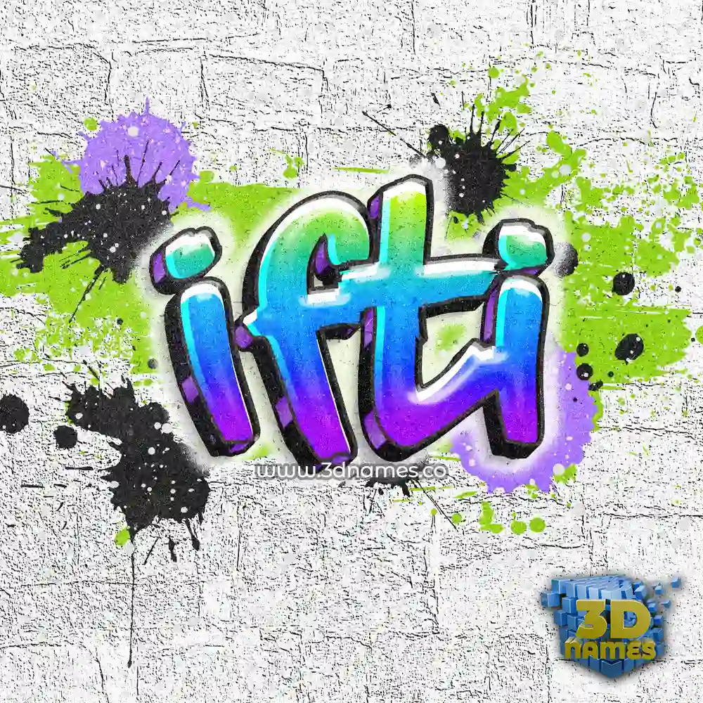ifti in Graffiti Grunge style - 3D name wallpaper