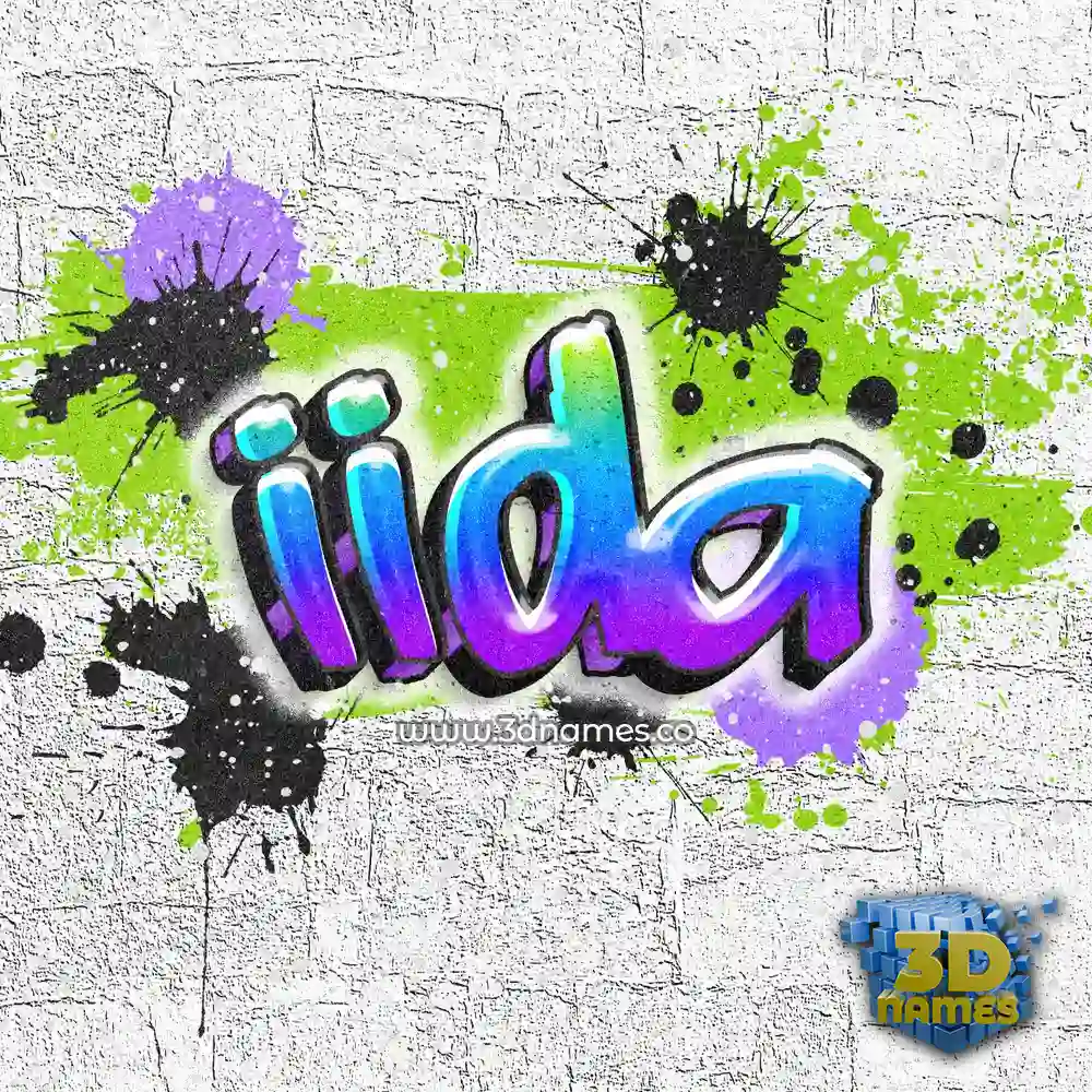 iida in Graffiti Grunge style - 3D name wallpaper