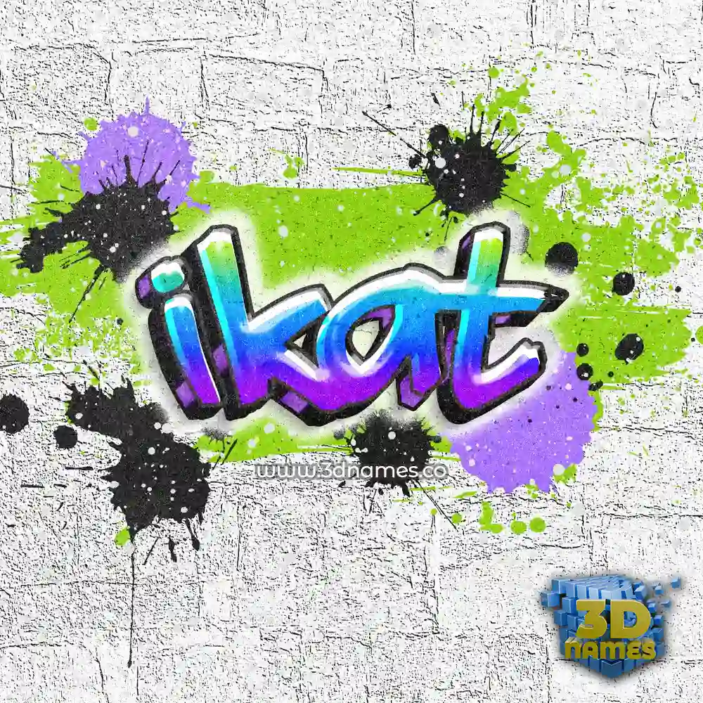 ikat in Graffiti Grunge style - 3D name wallpaper
