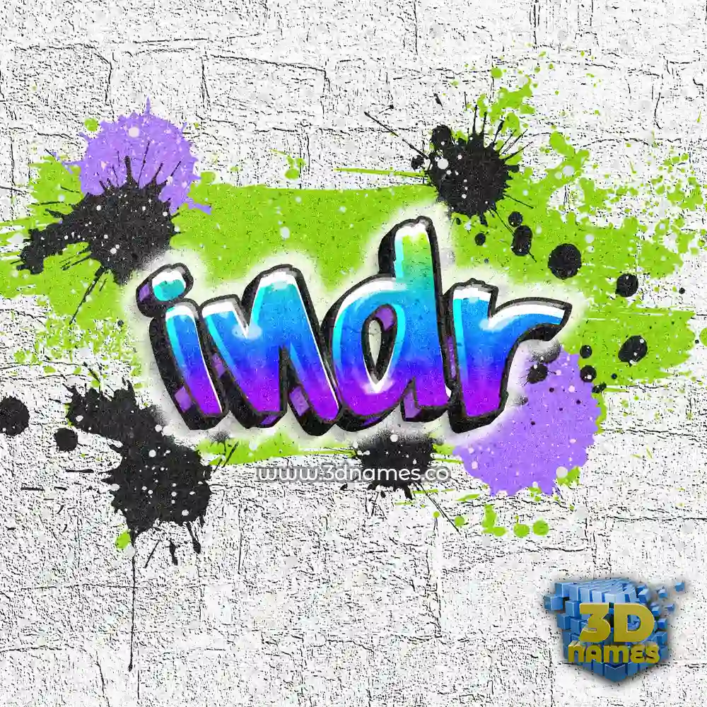 indr in Graffiti Grunge style - 3D name wallpaper