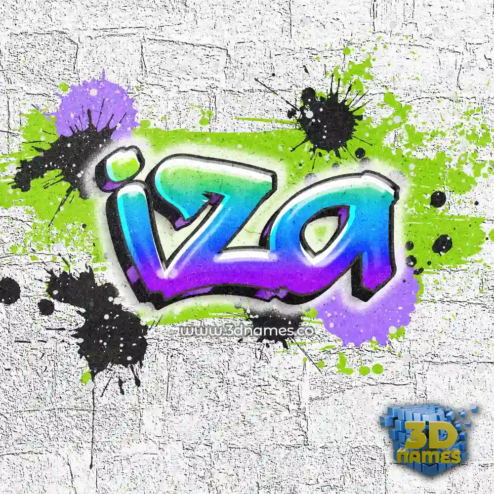 iza in Graffiti Grunge style - 3D name wallpaper