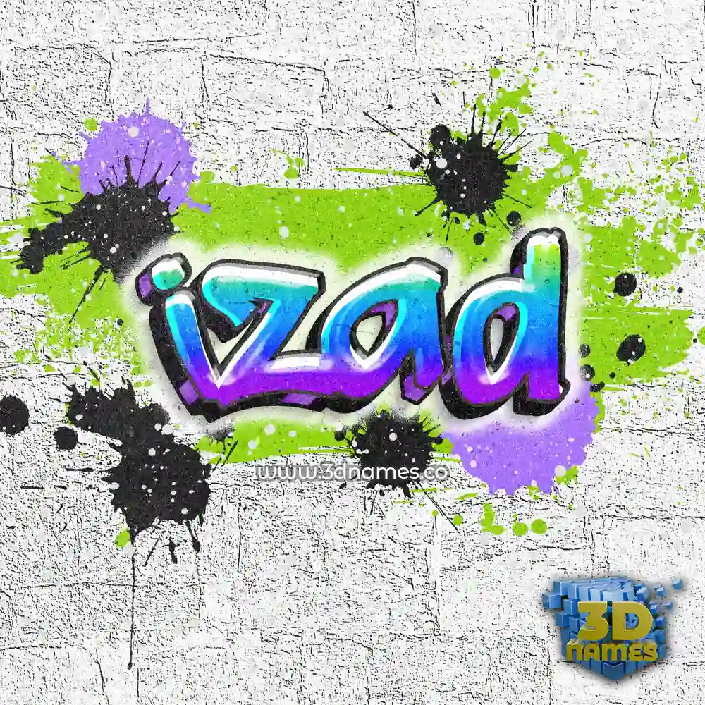 izad in Graffiti Grunge style - 3D name wallpaper