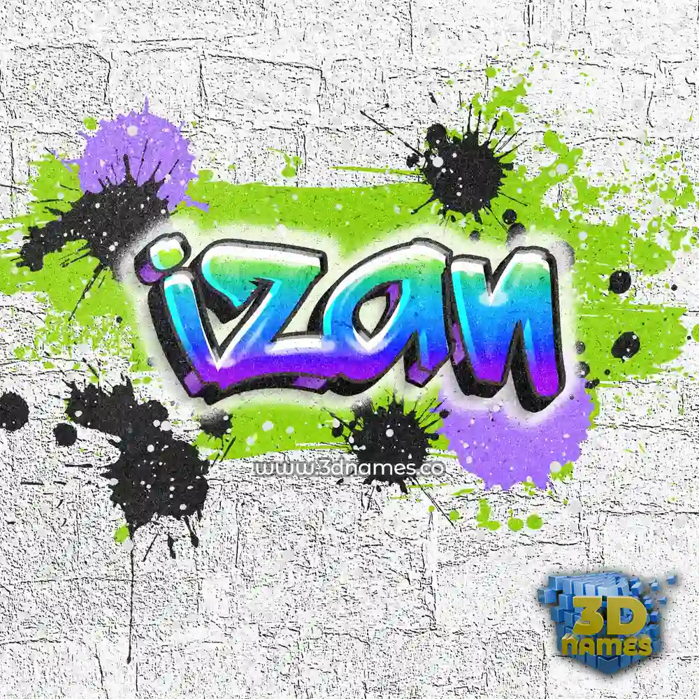 izan in Graffiti Grunge style - 3D name wallpaper