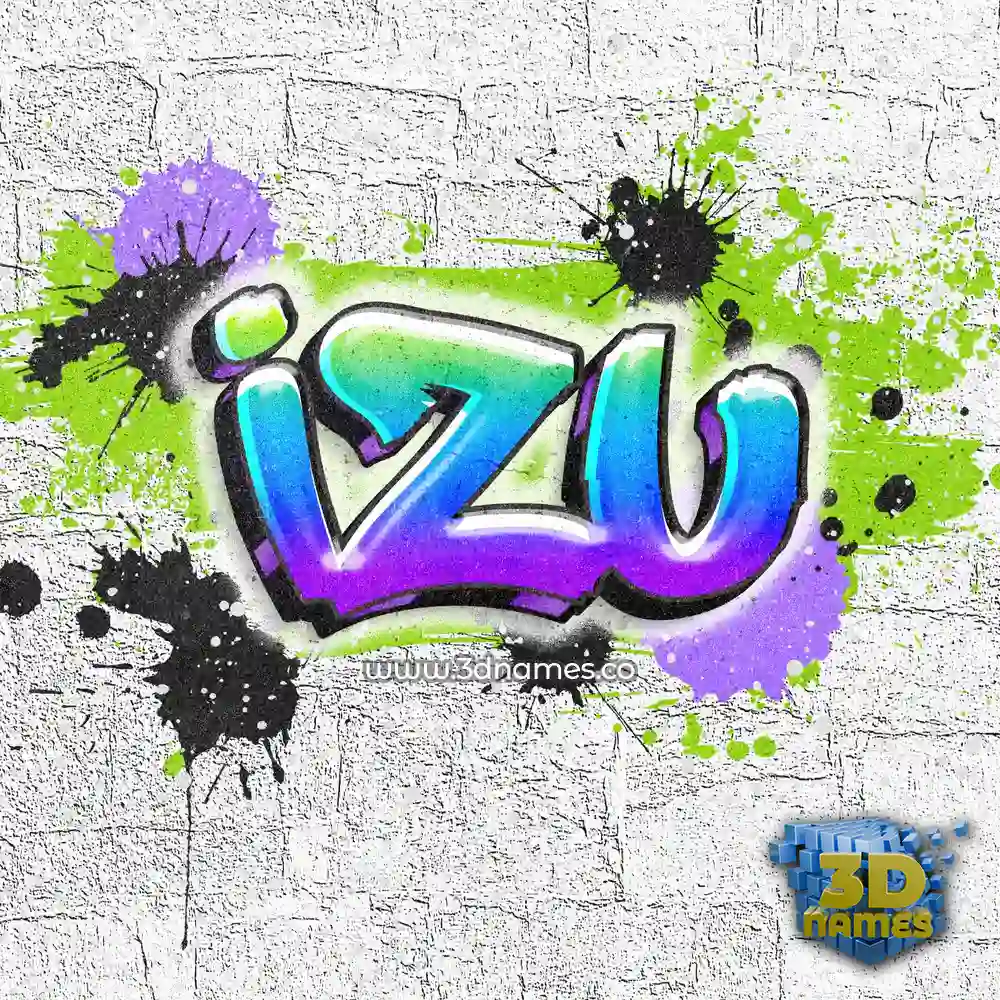izu in Graffiti Grunge style - 3D name wallpaper