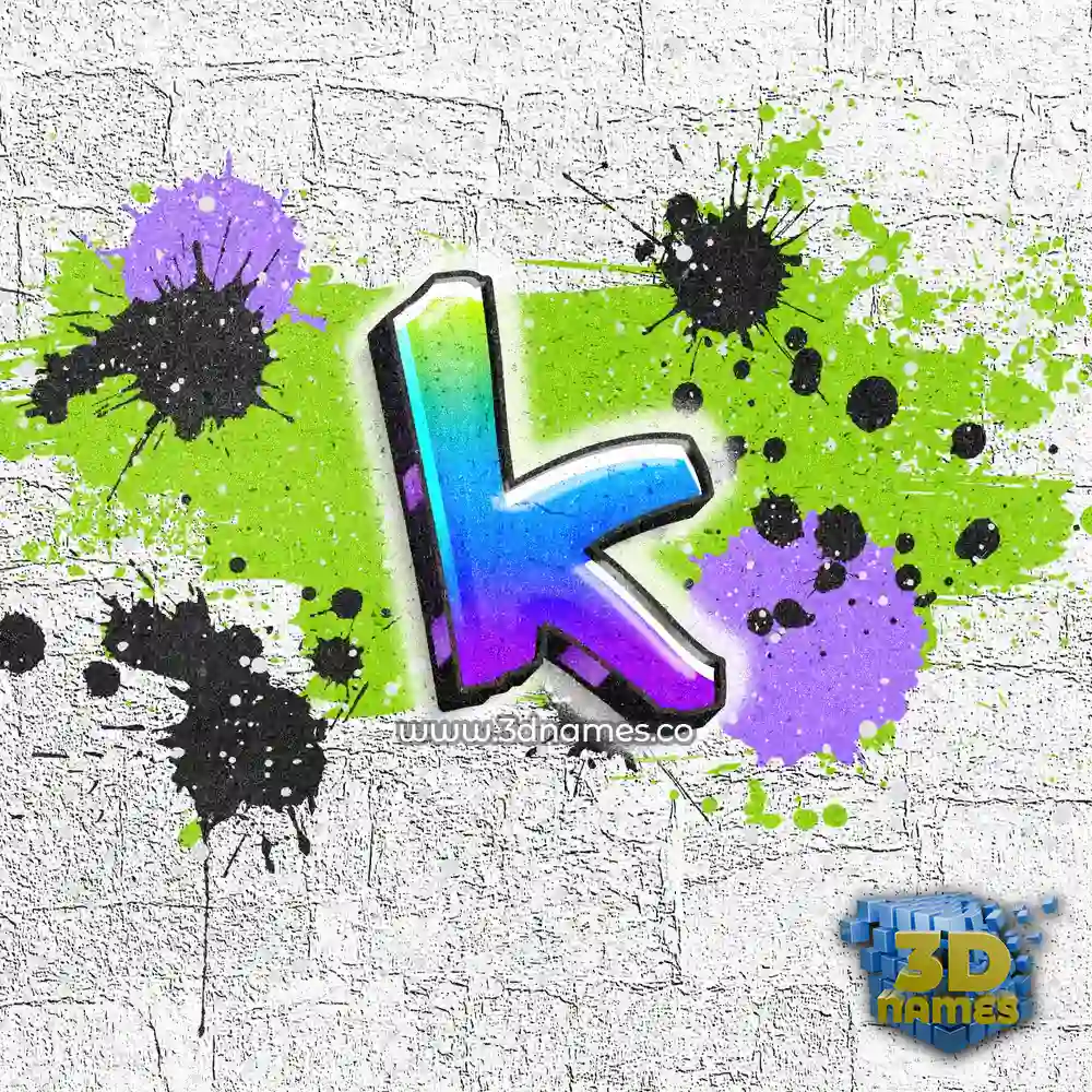 k in Graffiti Grunge style - 3D name wallpaper
