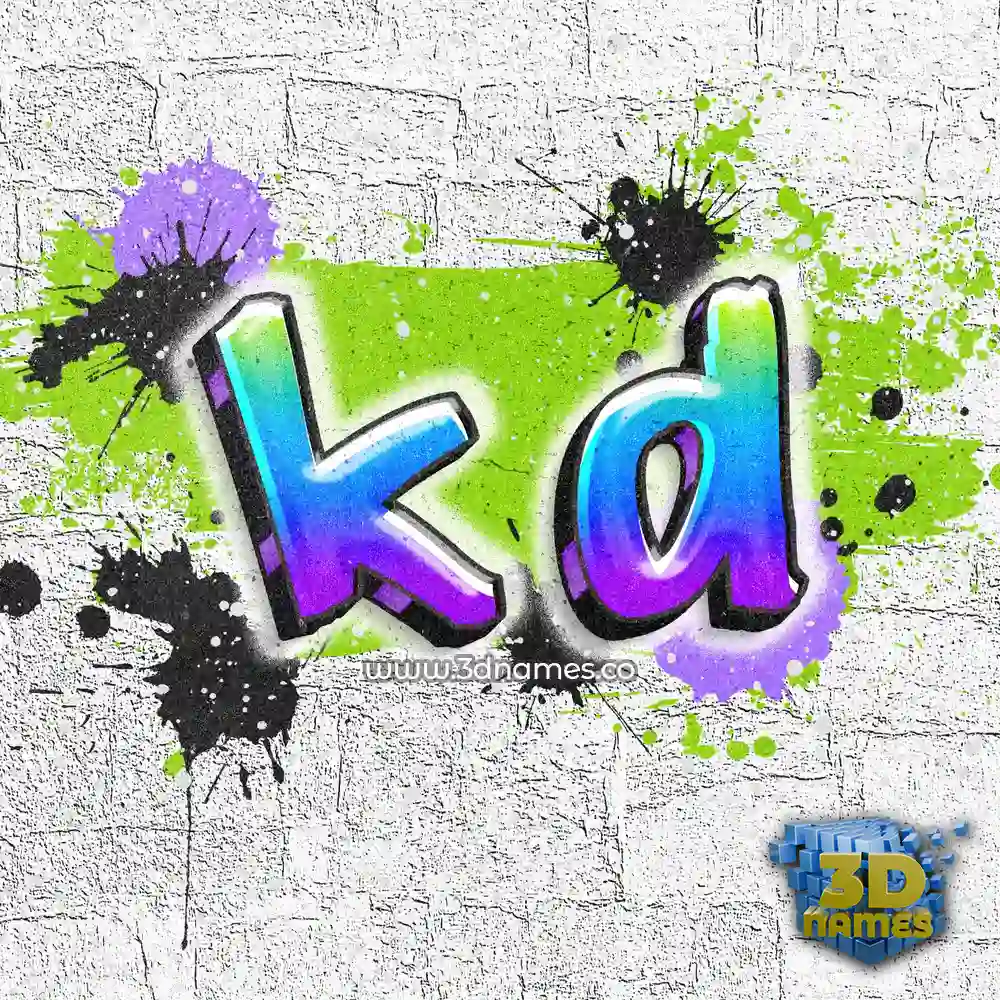 k d in Graffiti Grunge style - 3D name wallpaper