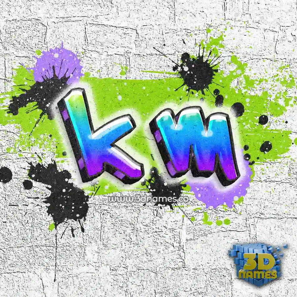 k m in Graffiti Grunge style - 3D name wallpaper