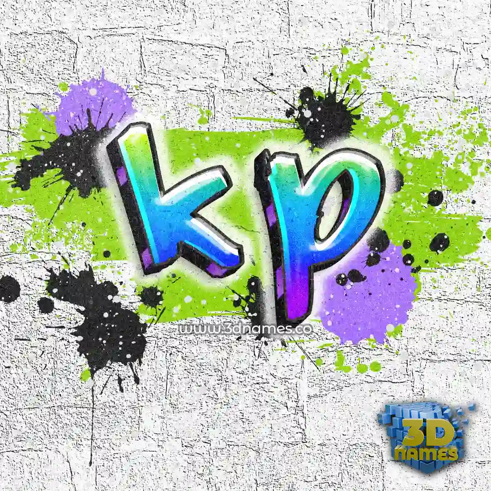 k p in Graffiti Grunge style - 3D name wallpaper