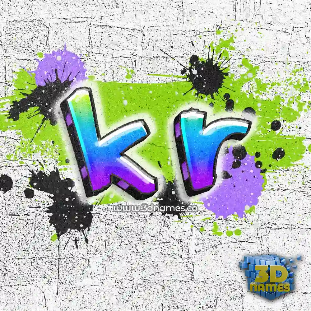 k r in Graffiti Grunge style - 3D name wallpaper