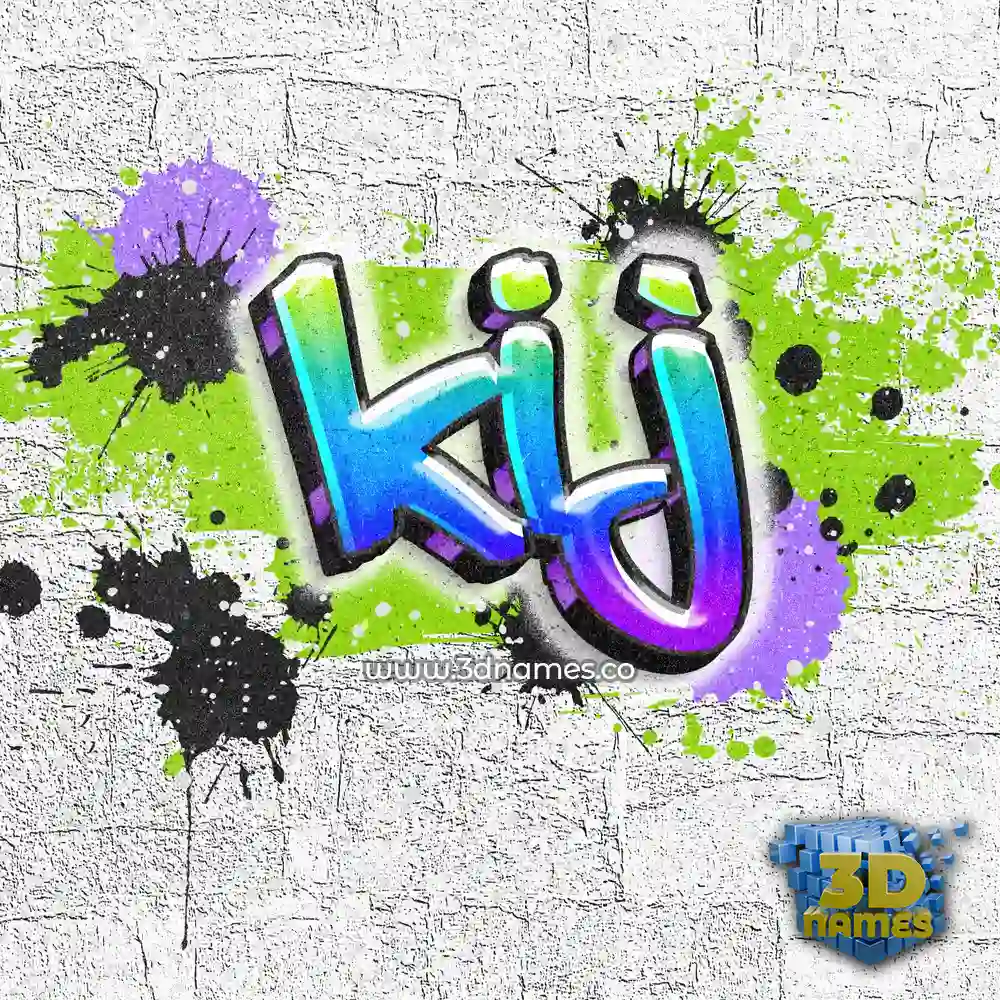 kij in Graffiti Grunge style - 3D name wallpaper