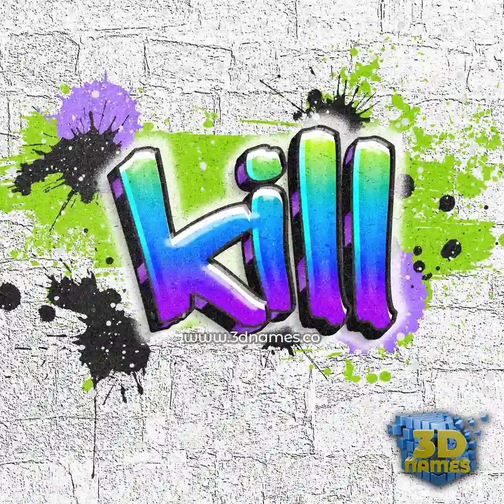 kill in Graffiti Grunge style - 3D name wallpaper