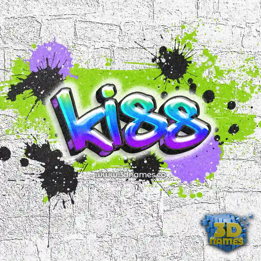 kiss in Graffiti Grunge style - 3D name wallpaper